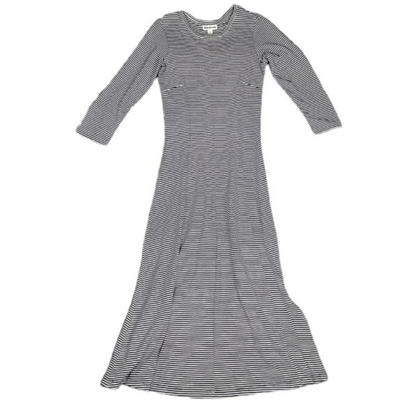 Whistles Dress Women’s 2 Emma 3/4 Sleeve Black White Stripe Jersey Knit Midi - Picture 2 of 9